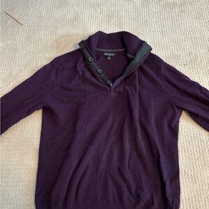 Banana Republic Deep Purple Quarter Zip Knit Sweater